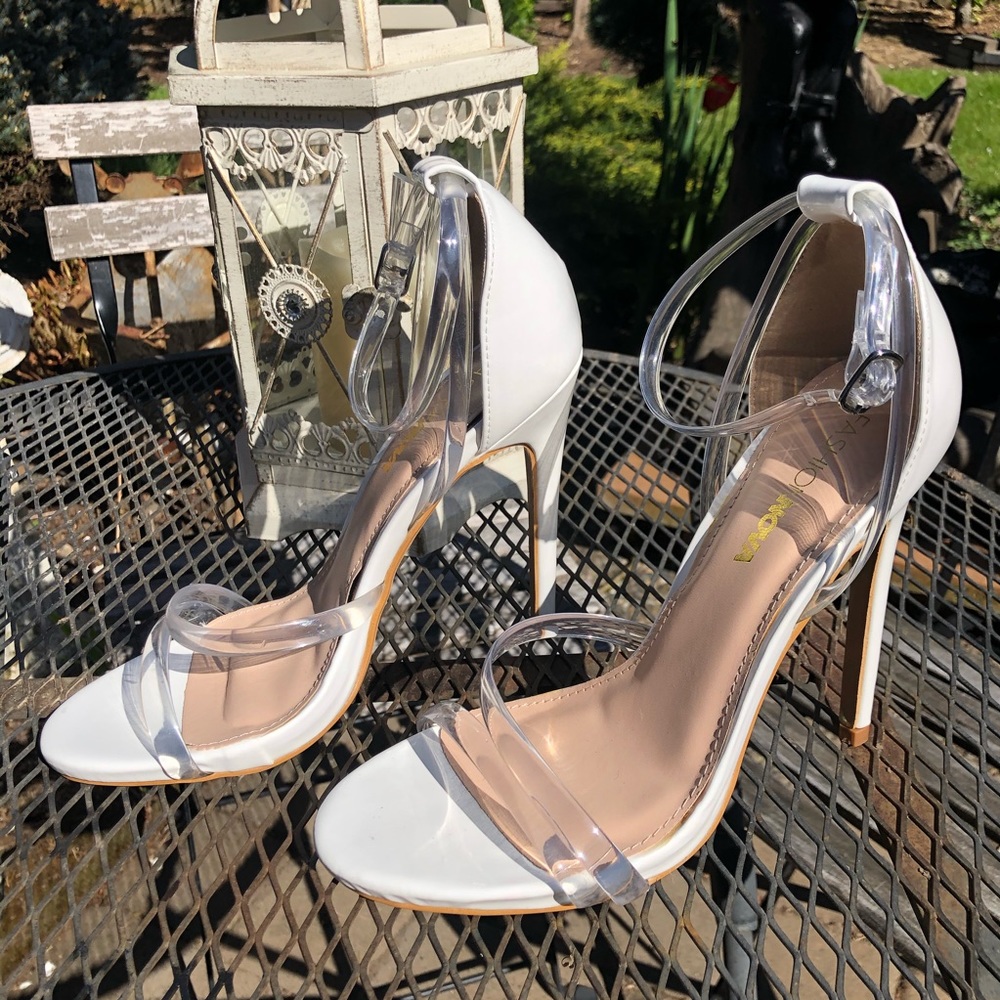 Fashion Nova | White Clear Strap Heels